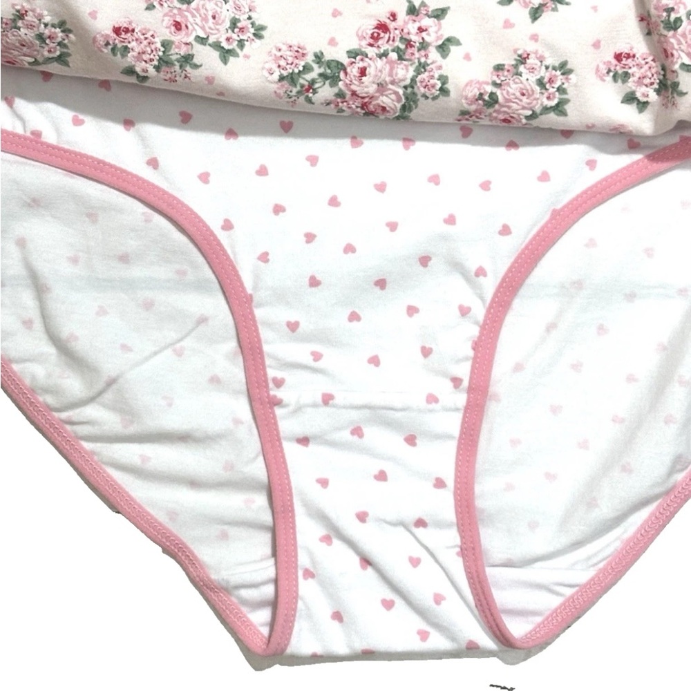 LAURA ASHLEY 3 PACK SOFT COTTON HIPSTER PANTIES 2X TAG FREE ROSES HEARTS SOLID - Picture 2 of 6